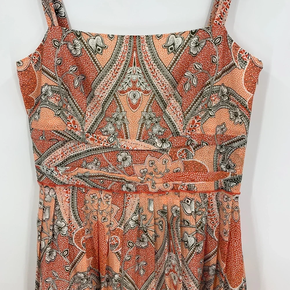Ann Taylor Fit and Flare Pleated Sleeveless Cotton/Silk Midi Dress Sz 10 - Picture 5 of 16